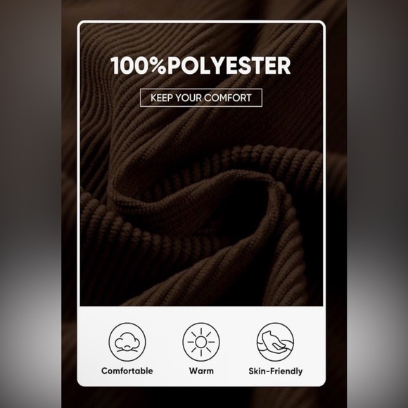 NWT Men’s Henley Pullover In Coffee Brown Corduroy with Brown Accents Size XL - Picture 9 of 12